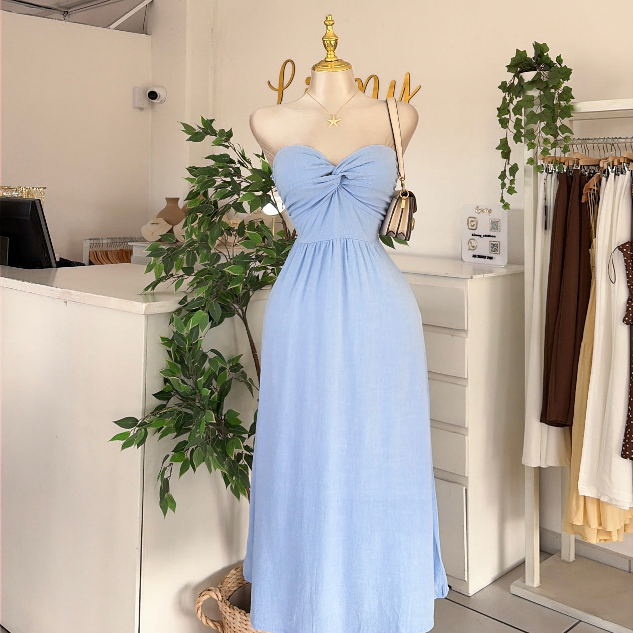 Vestido straple largo