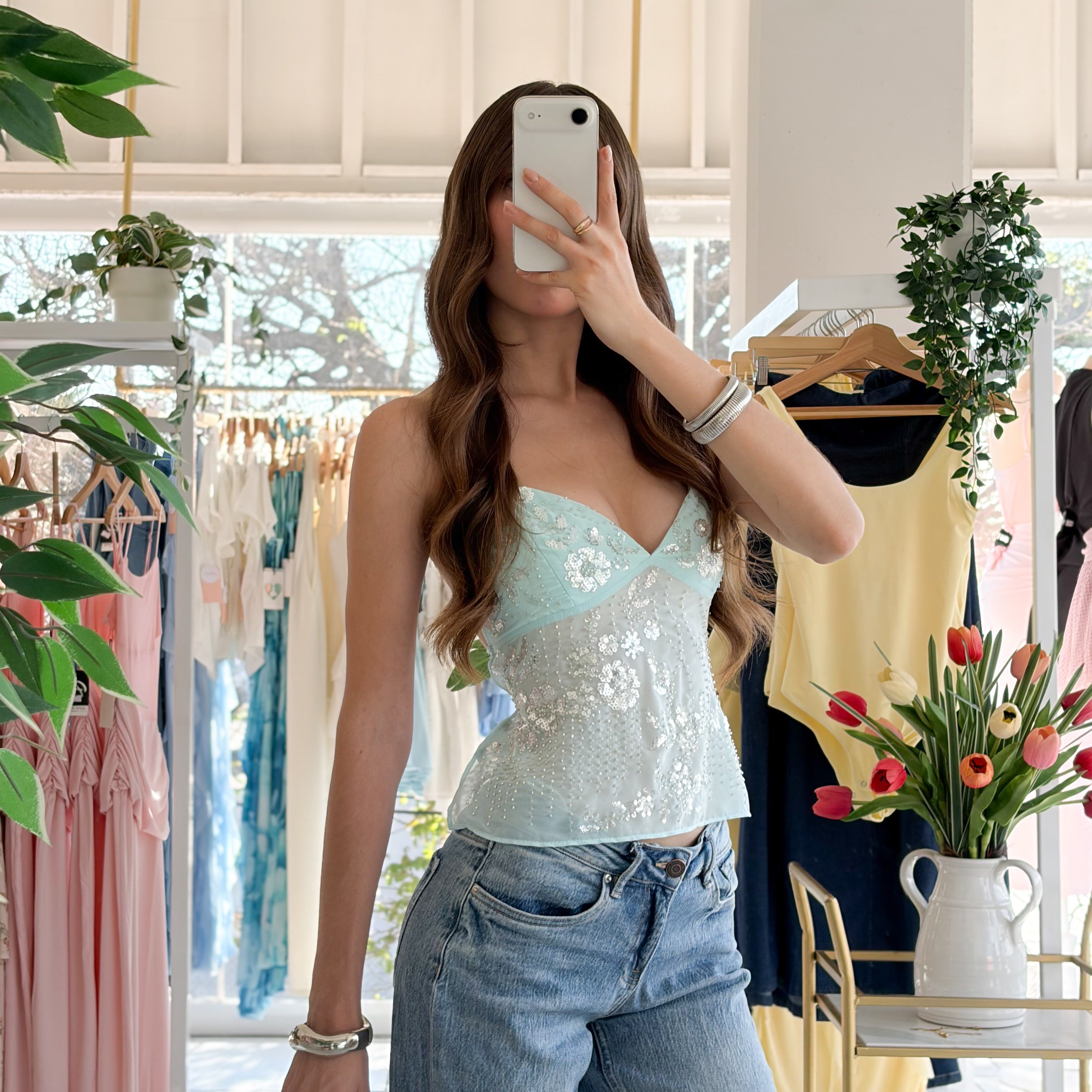 Blusa chaquiras mesh