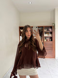 Blusa gasa manga larga