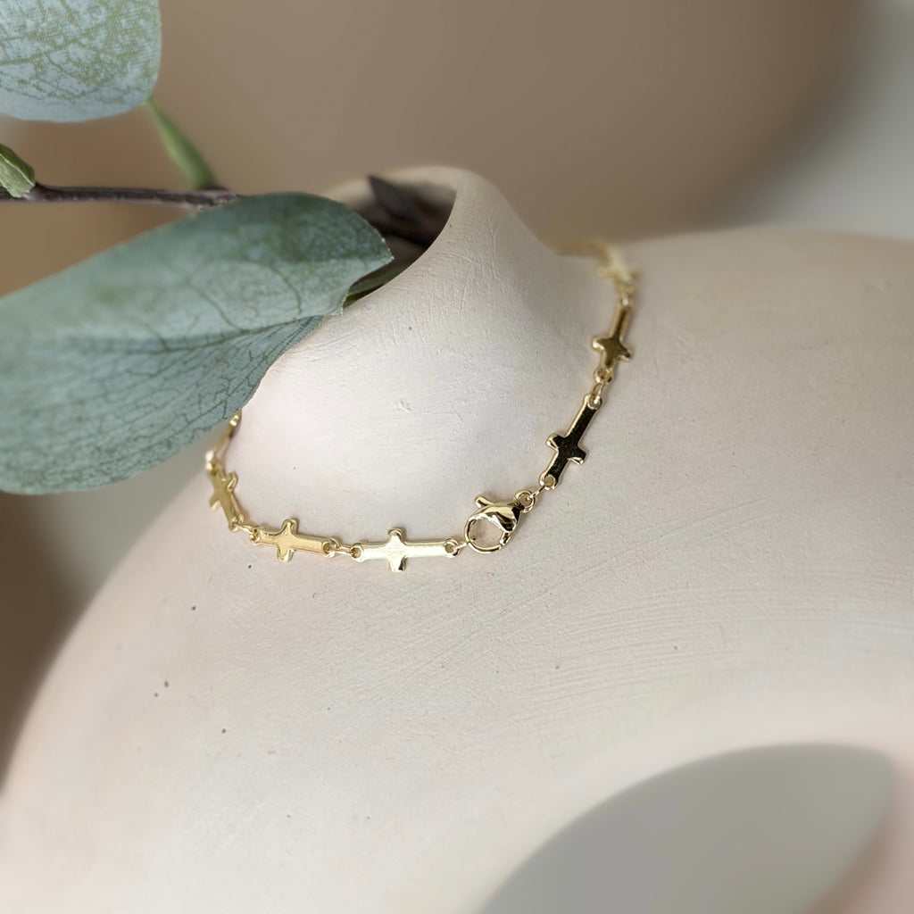 Pulsera cruces ORO LAMINADO