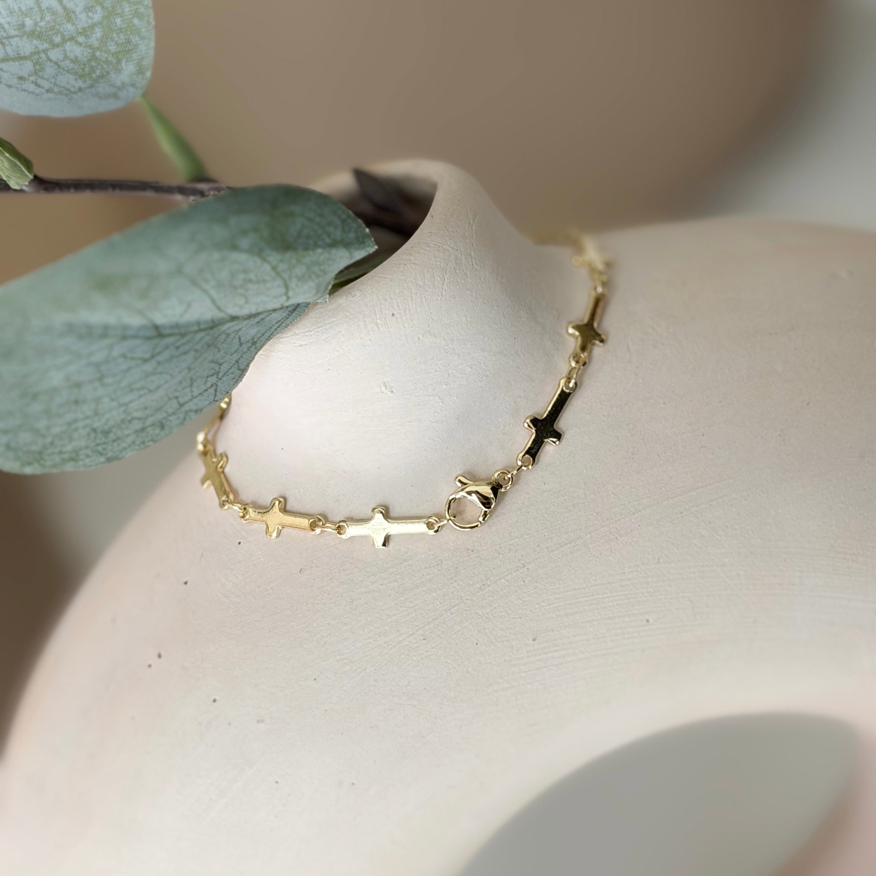 Pulsera cruces ORO LAMINADO