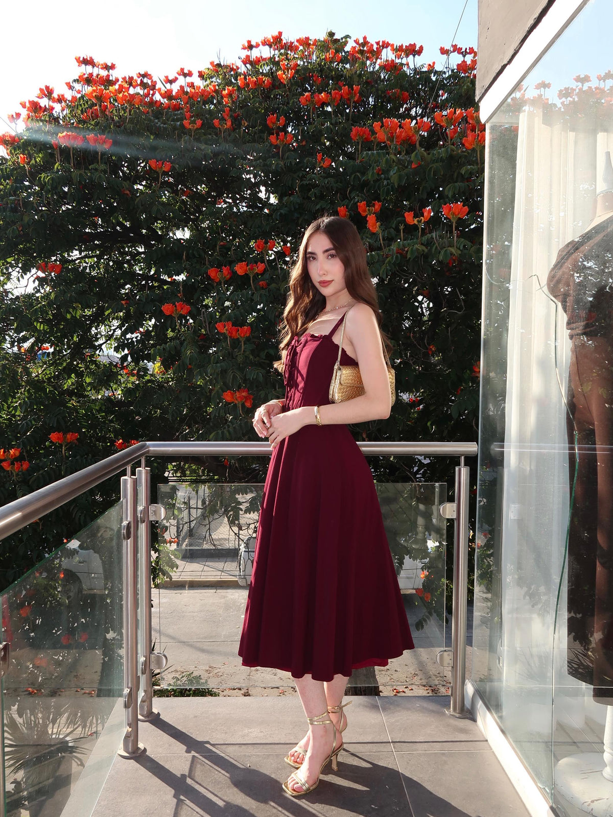Vestido tipo corset largo