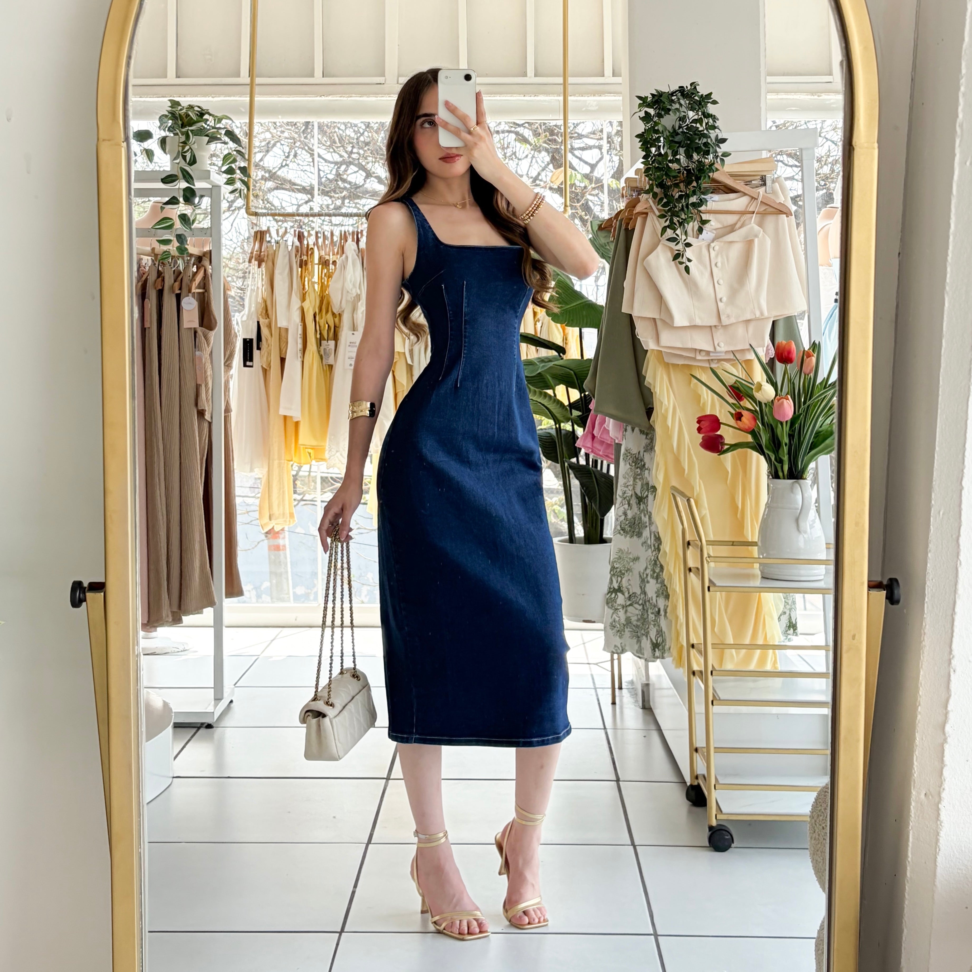 Vestido midi mezclilla Cierre