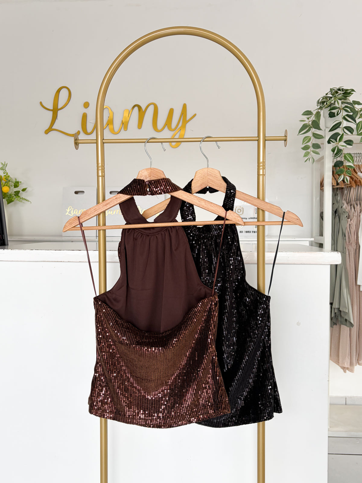 Blusa halter lentejuelas