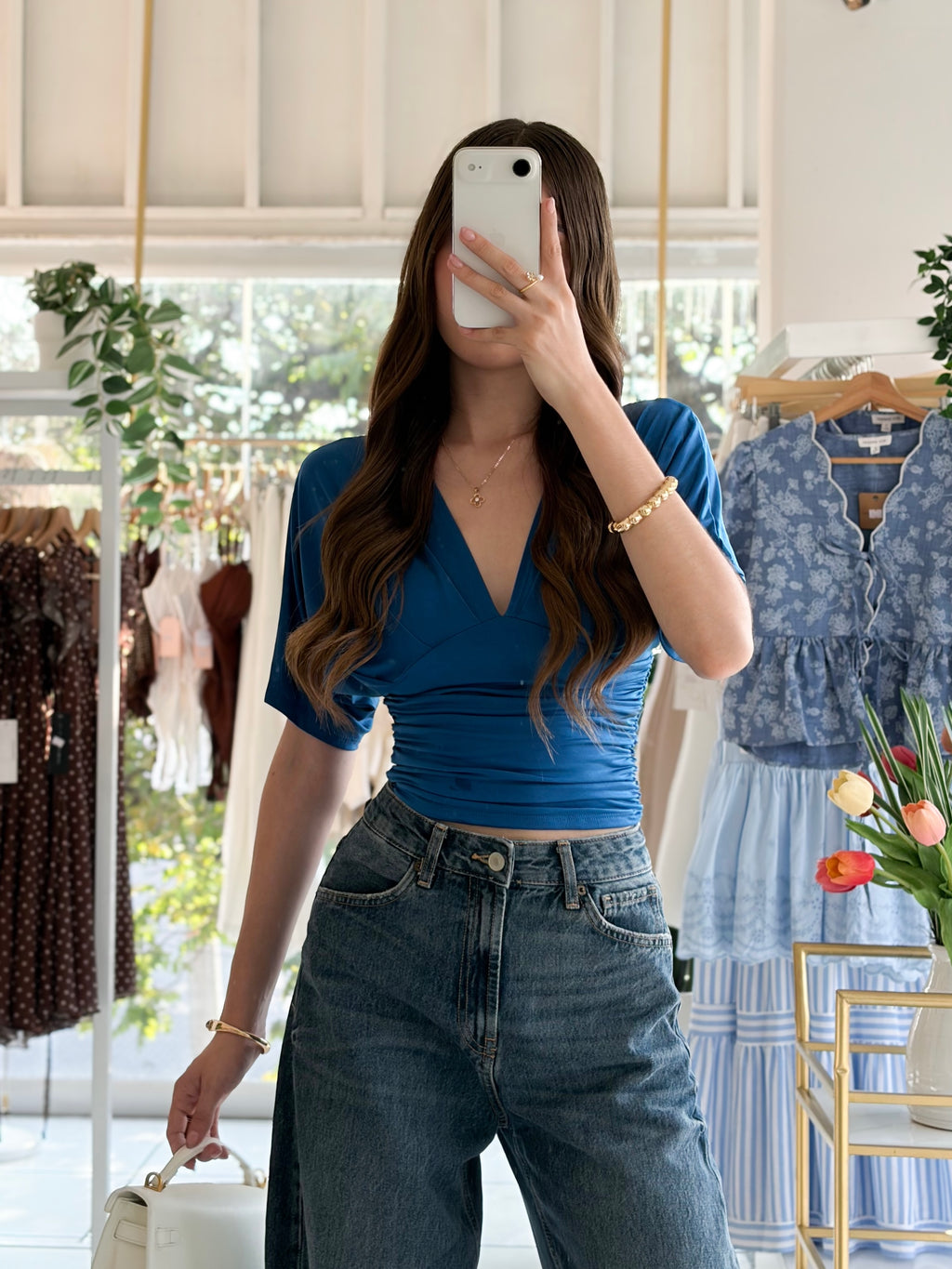 Blusa pecho V corrugado