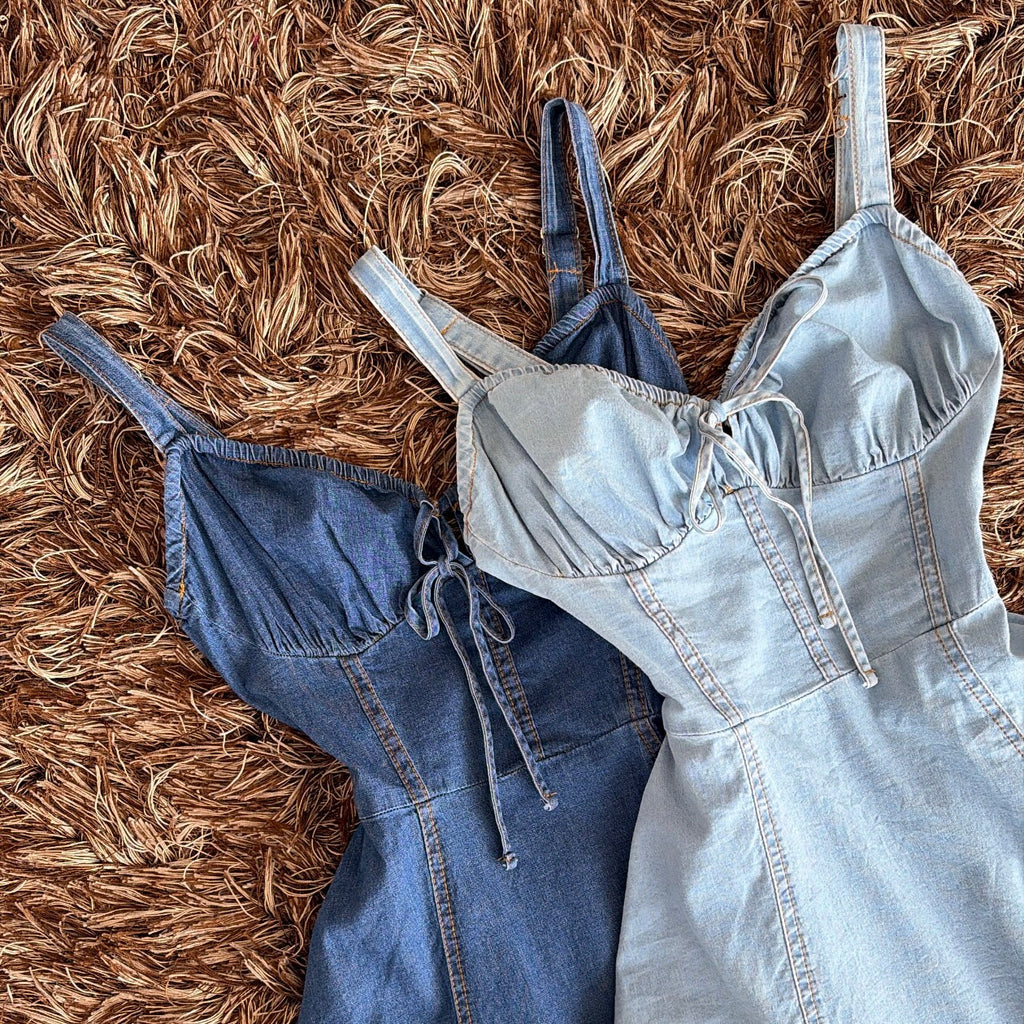 Vestido mezclilla moñito pecho