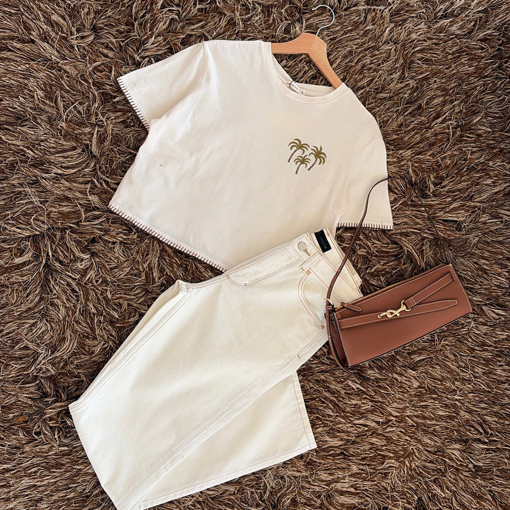 Blusa palmas bordadas