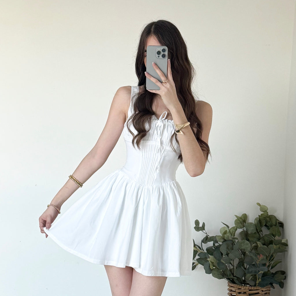 Vestido ampon pecho corrugado