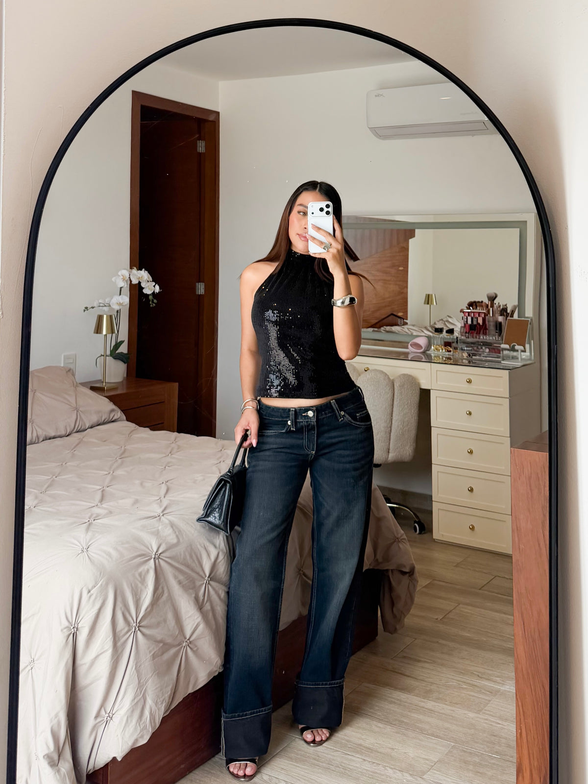 Blusa halter lentejuelas