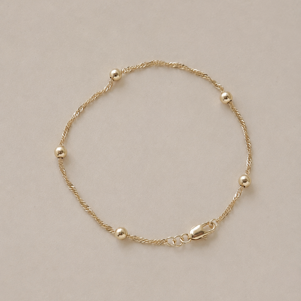 Pulsera bolitas torzal ORO LAMINADO