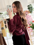 Blusa satén manga larga amarre