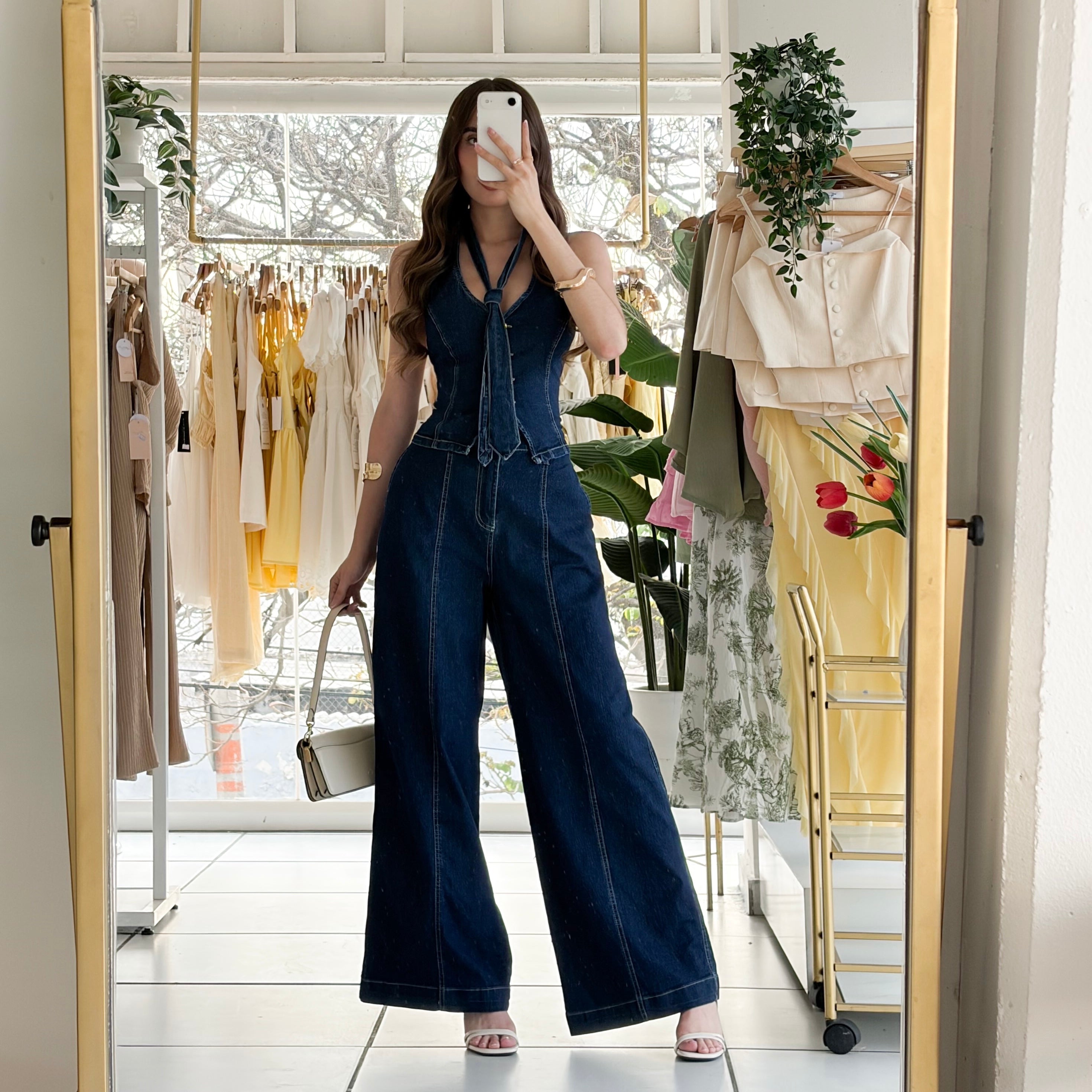 Set mezclilla Halter con fajo