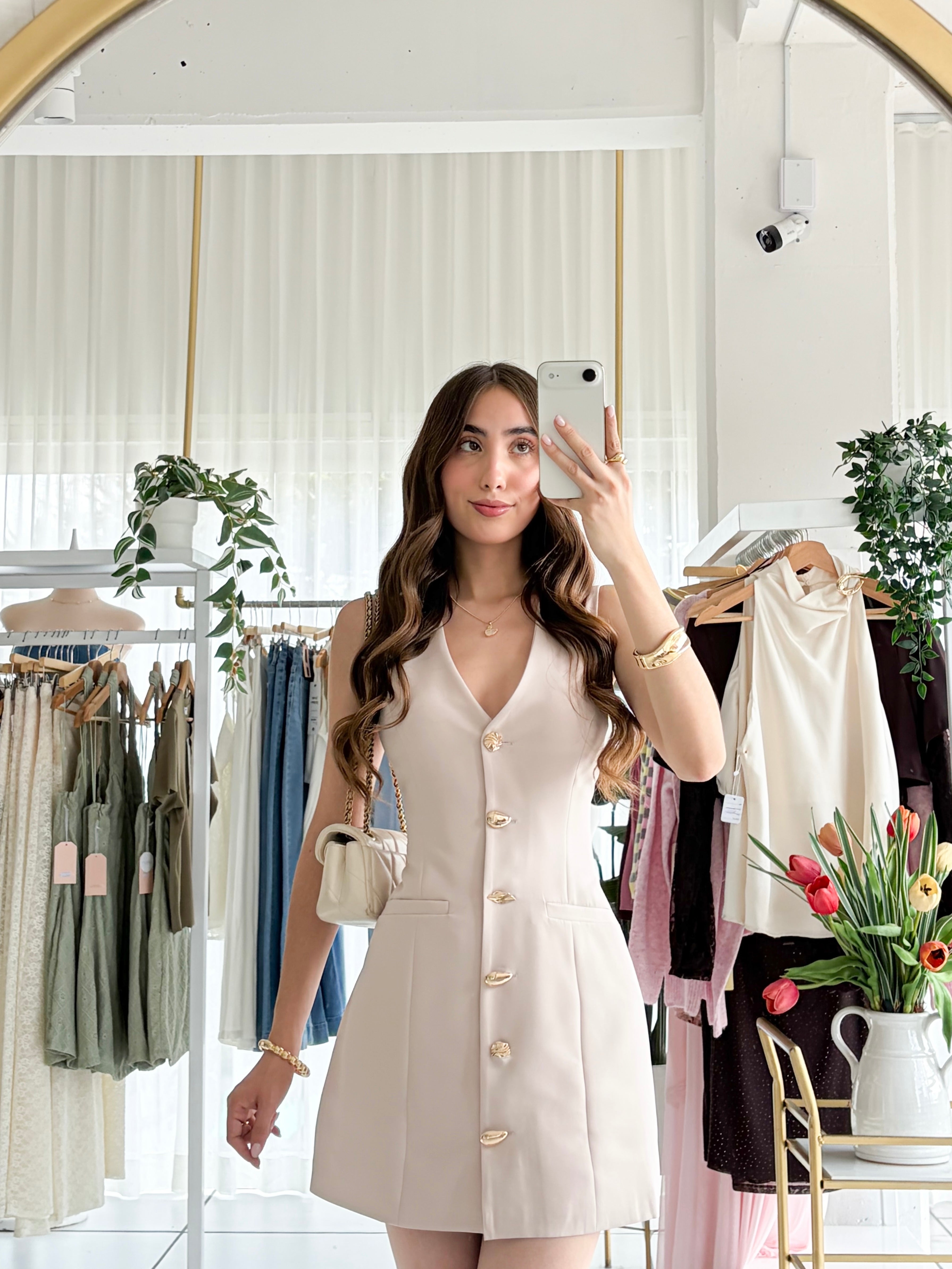 Vestido blazer botones dorados