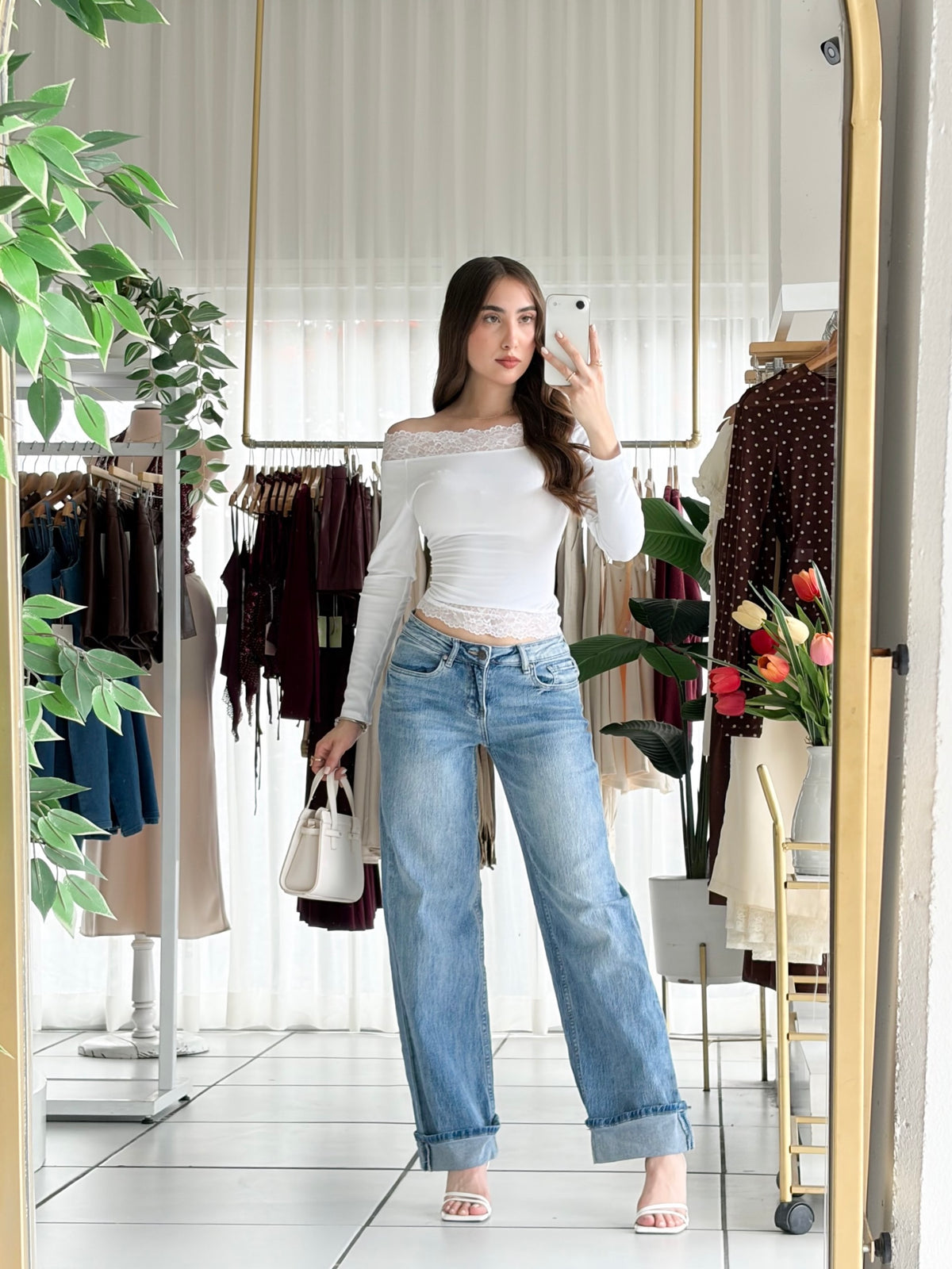 Blusa encaje corte recto