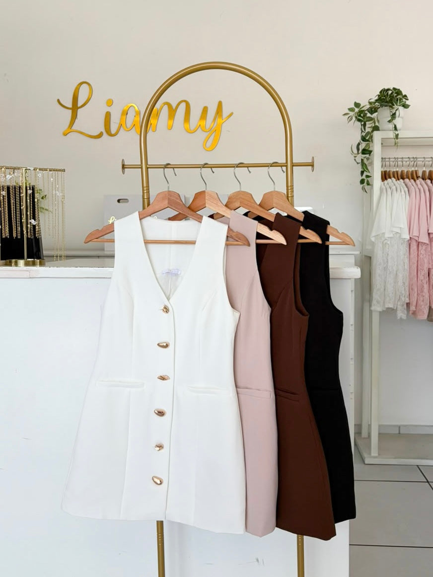 Vestido blazer botones dorados