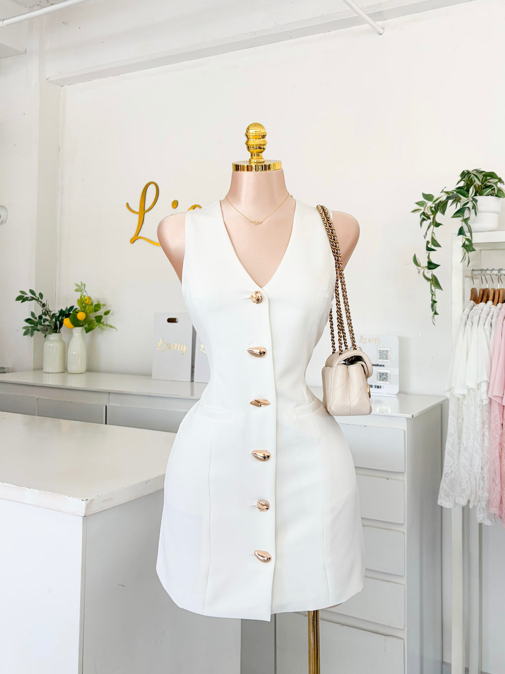 Vestido blazer botones dorados