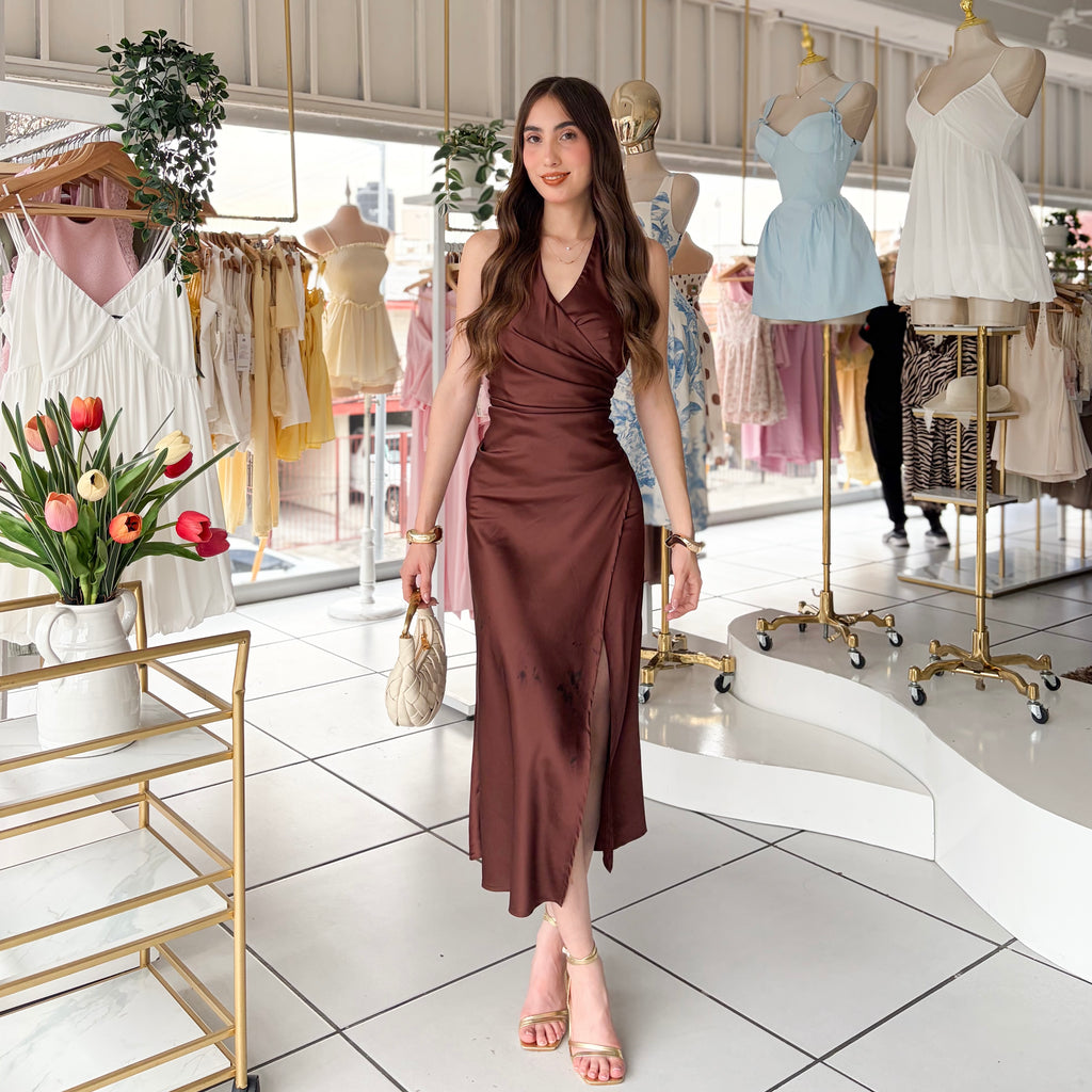 Vestido satén largo