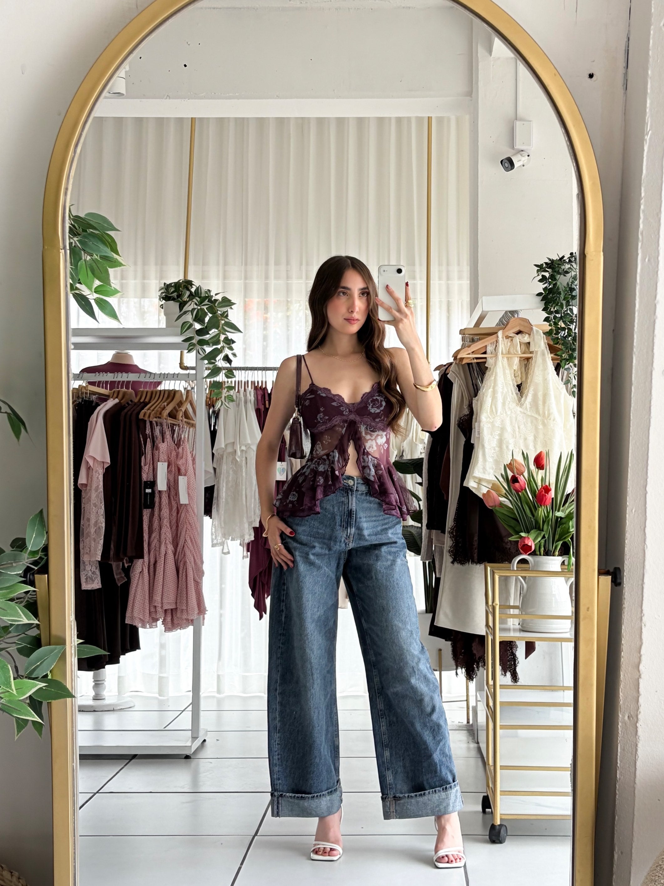 Blusa vuelo encaje