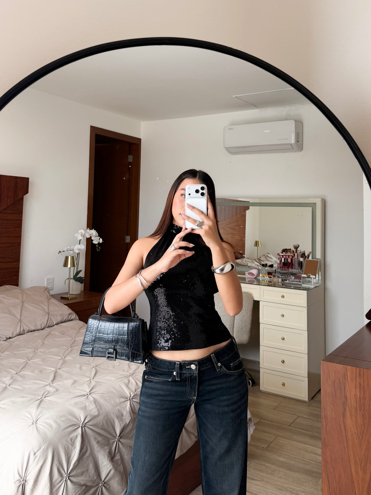 Blusa halter lentejuelas