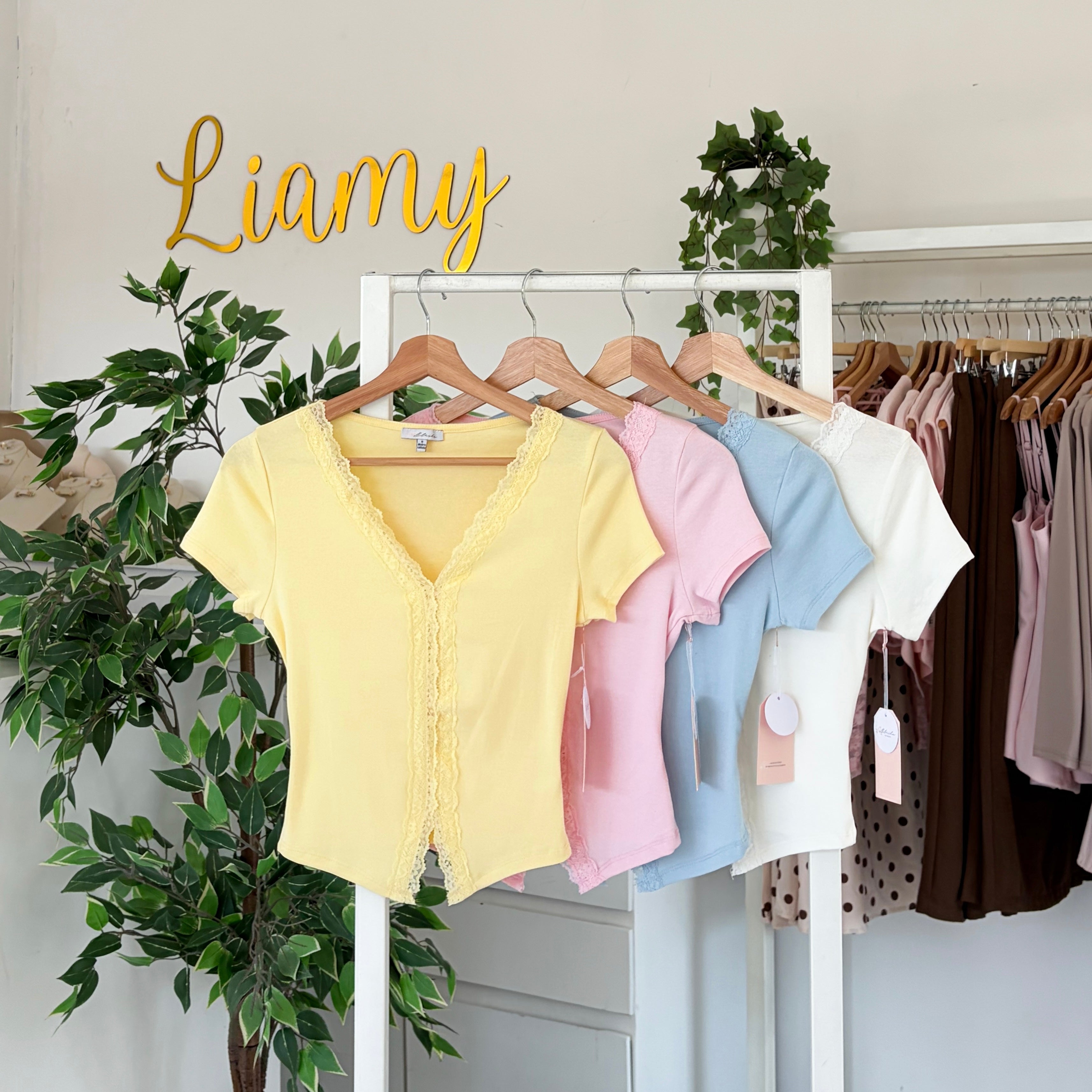 Blusa cuello V encaje