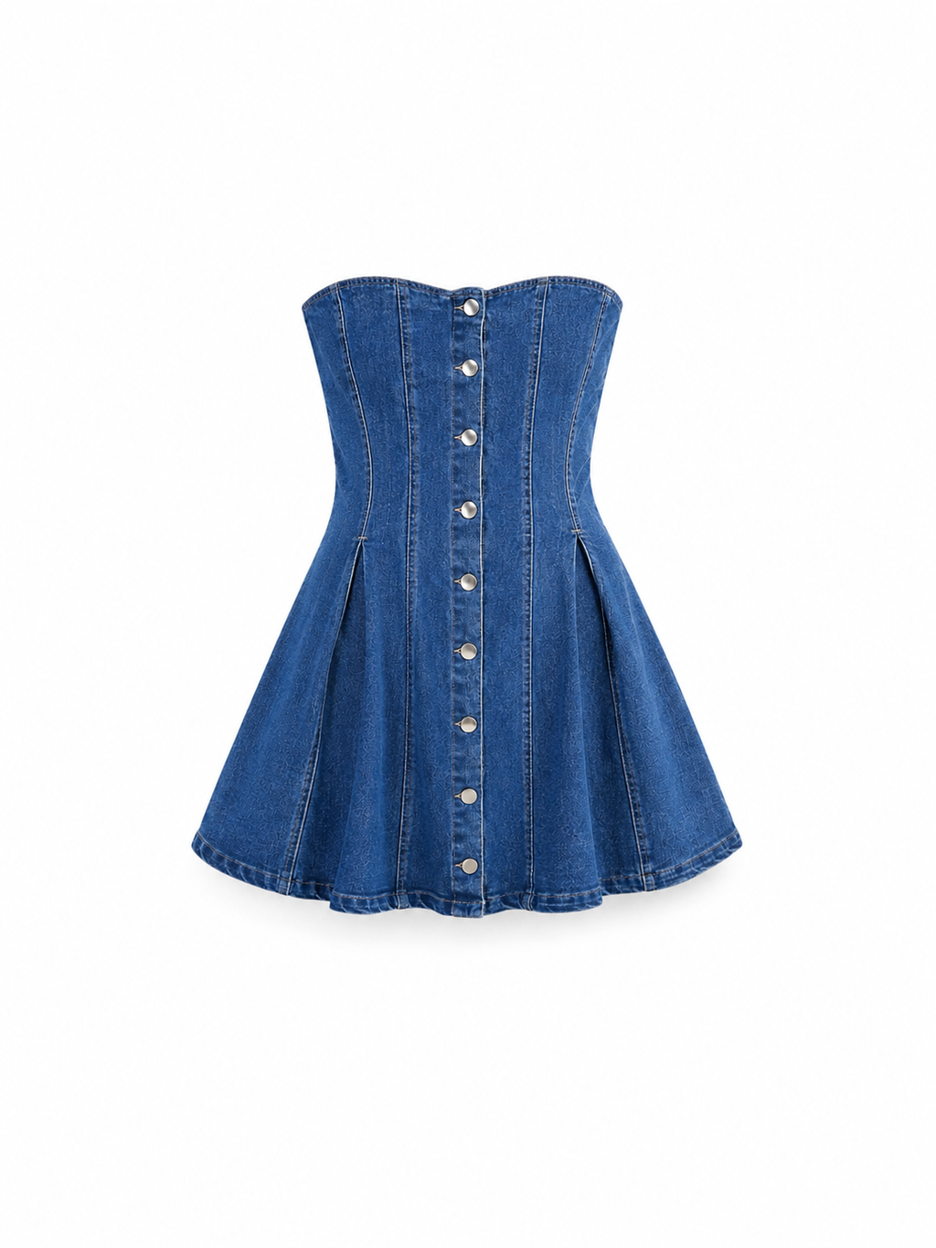 Vestido Denim straple botones