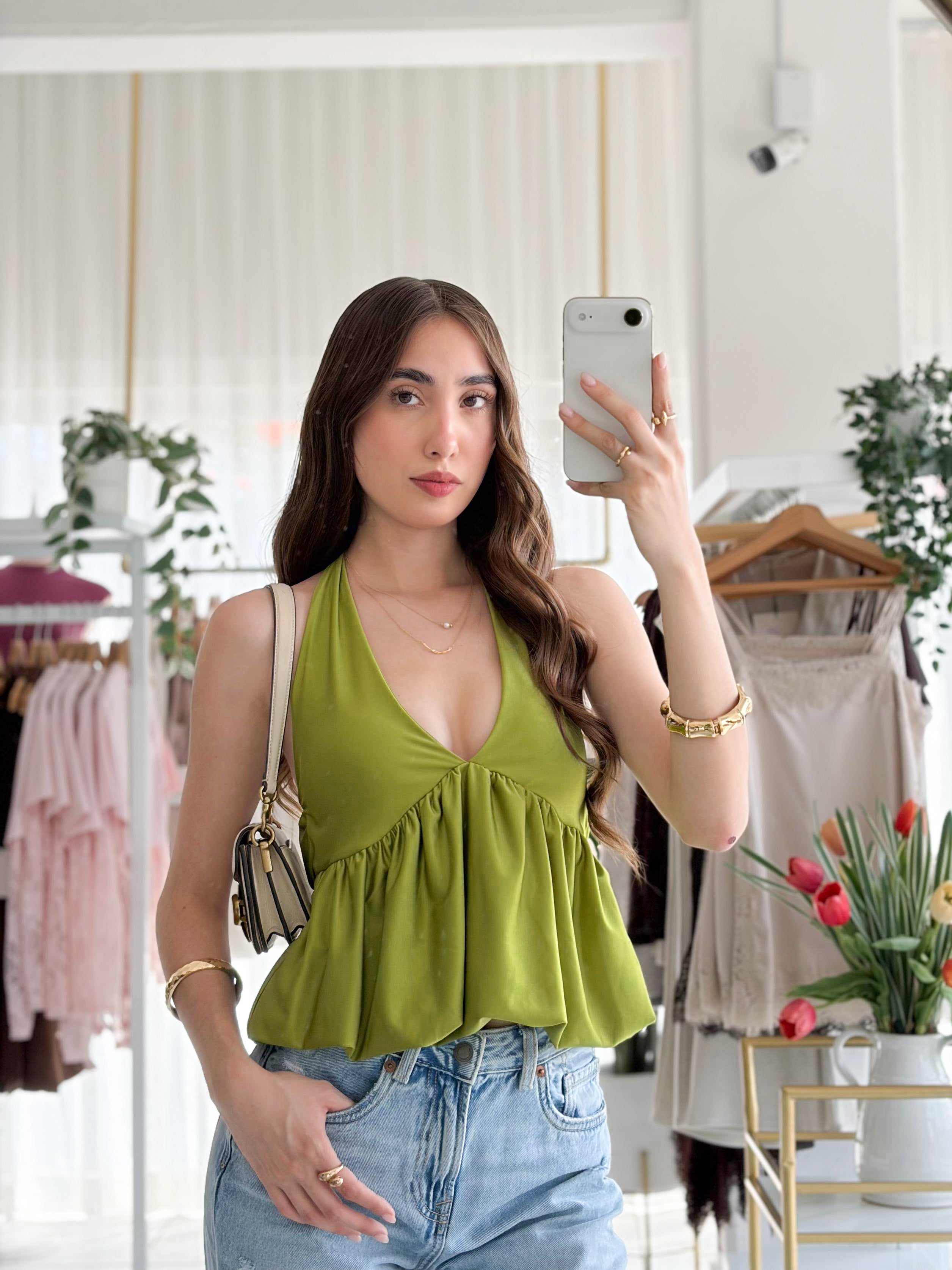 Blusa satin globo