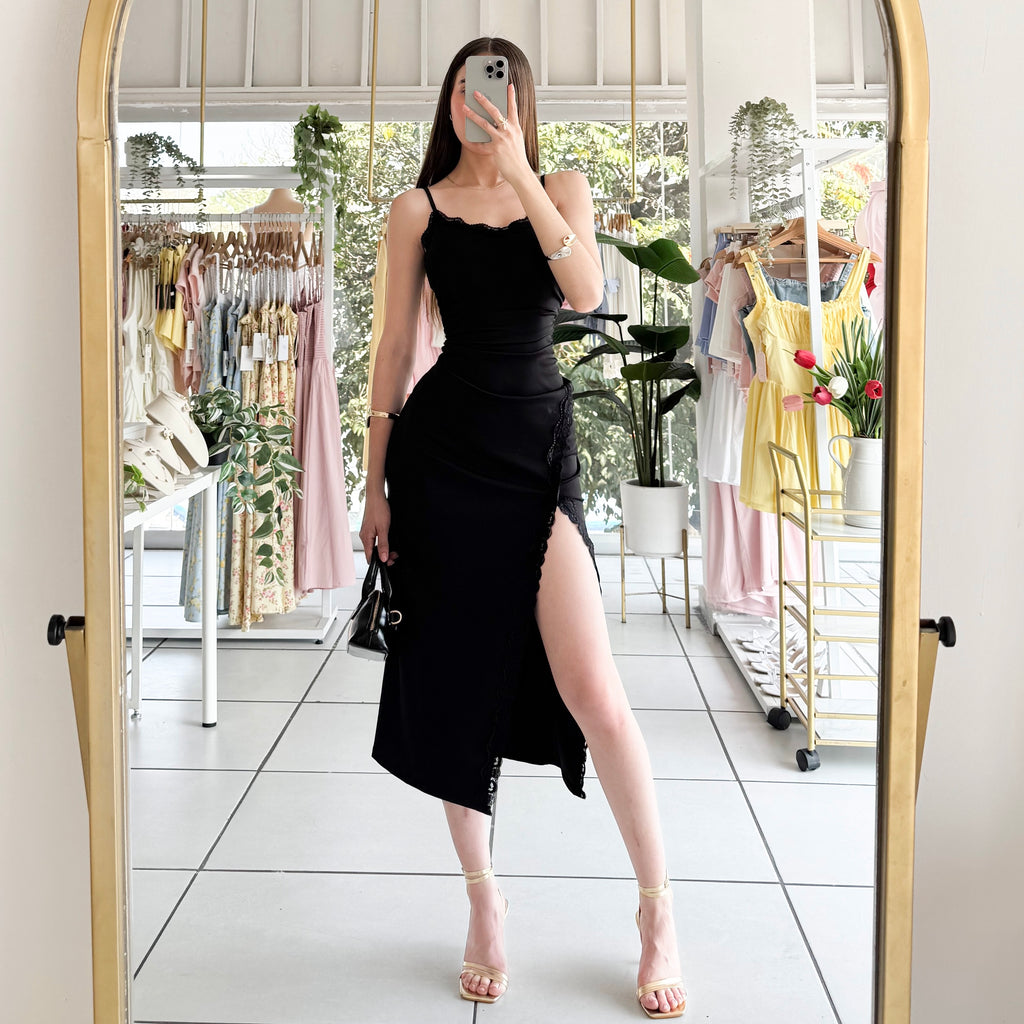 Vestido largo con encaje