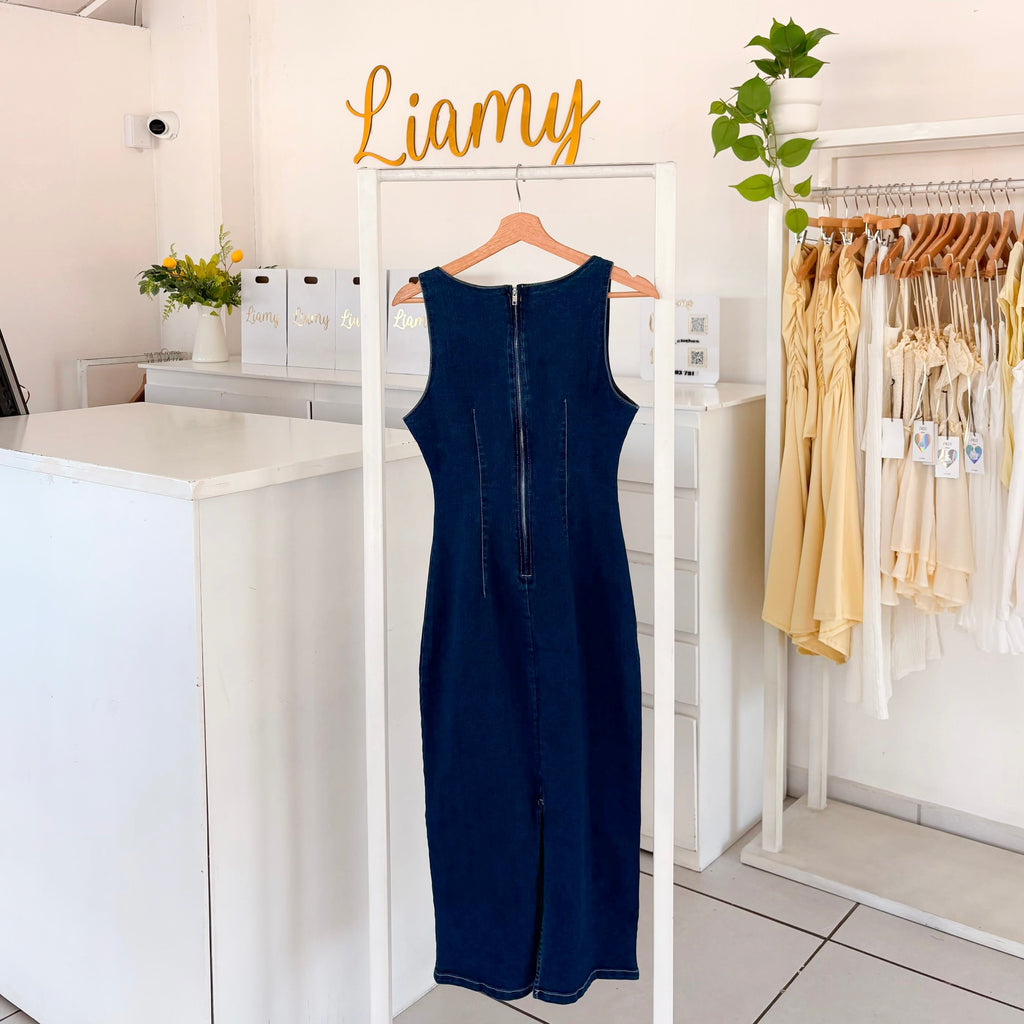 Vestido midi mezclilla Cierre