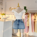 Blusa listón encaje