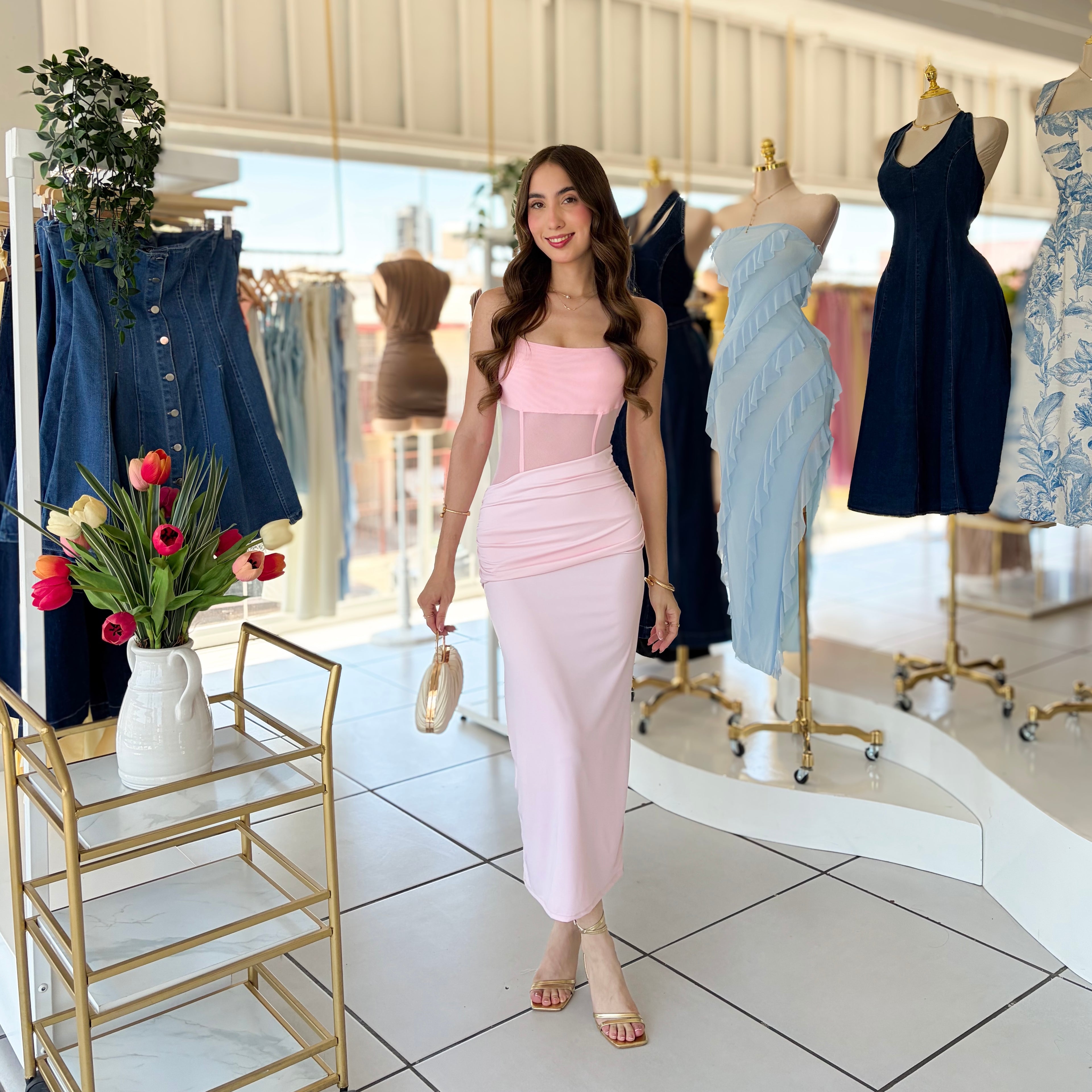 Vestido cintura corrugada