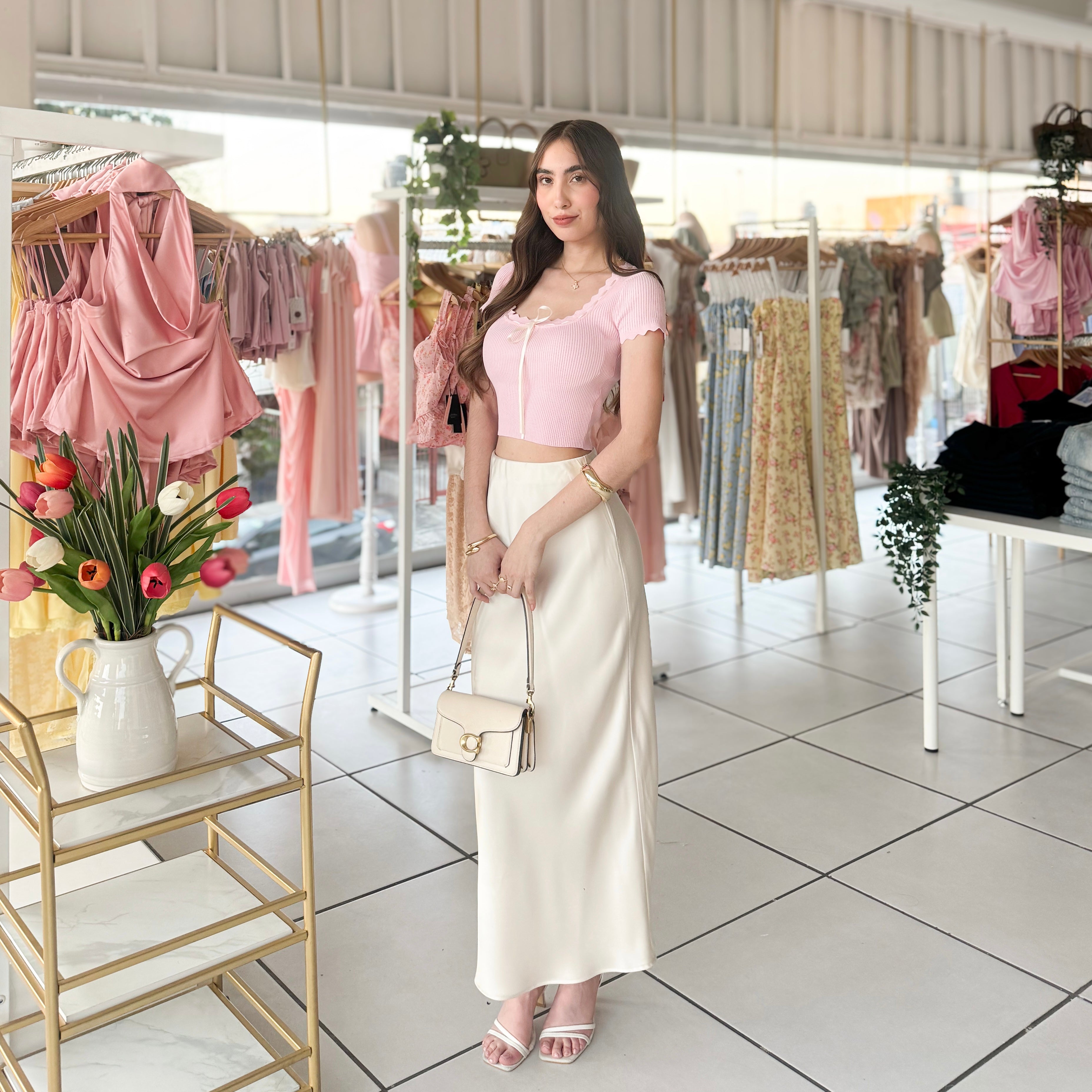 Blusa rosa moño listón