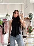 Blusa Halter satén encaje