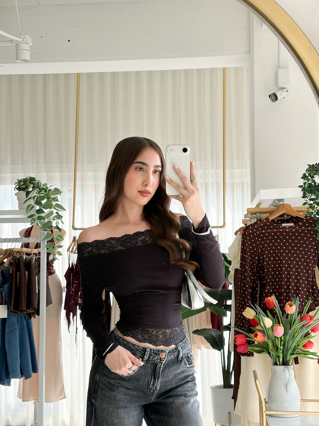 Blusa encaje corte recto