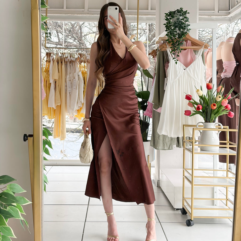 Vestido satén largo