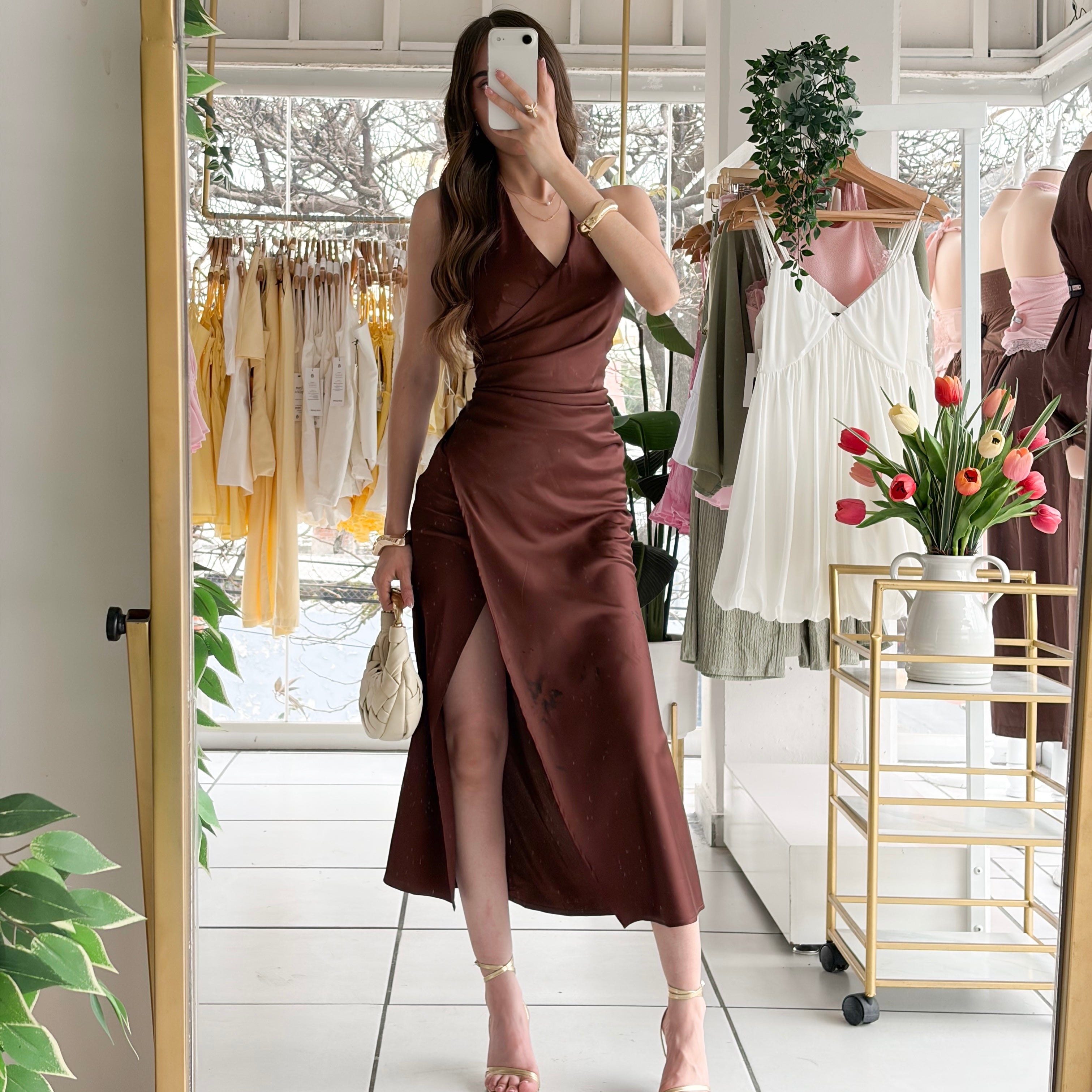 Vestido satén largo