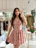 Vestido floreado pecho corrugado