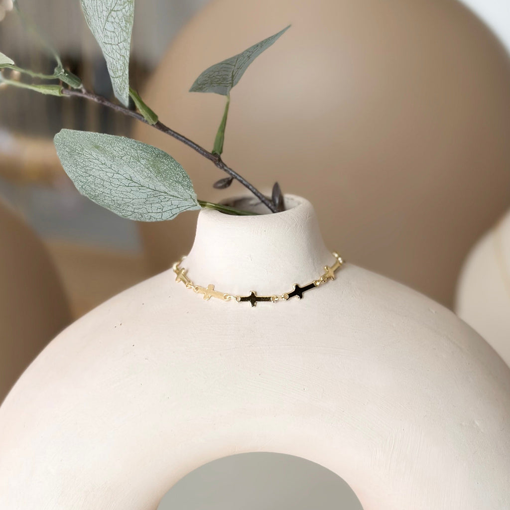 Pulsera cruces ORO LAMINADO