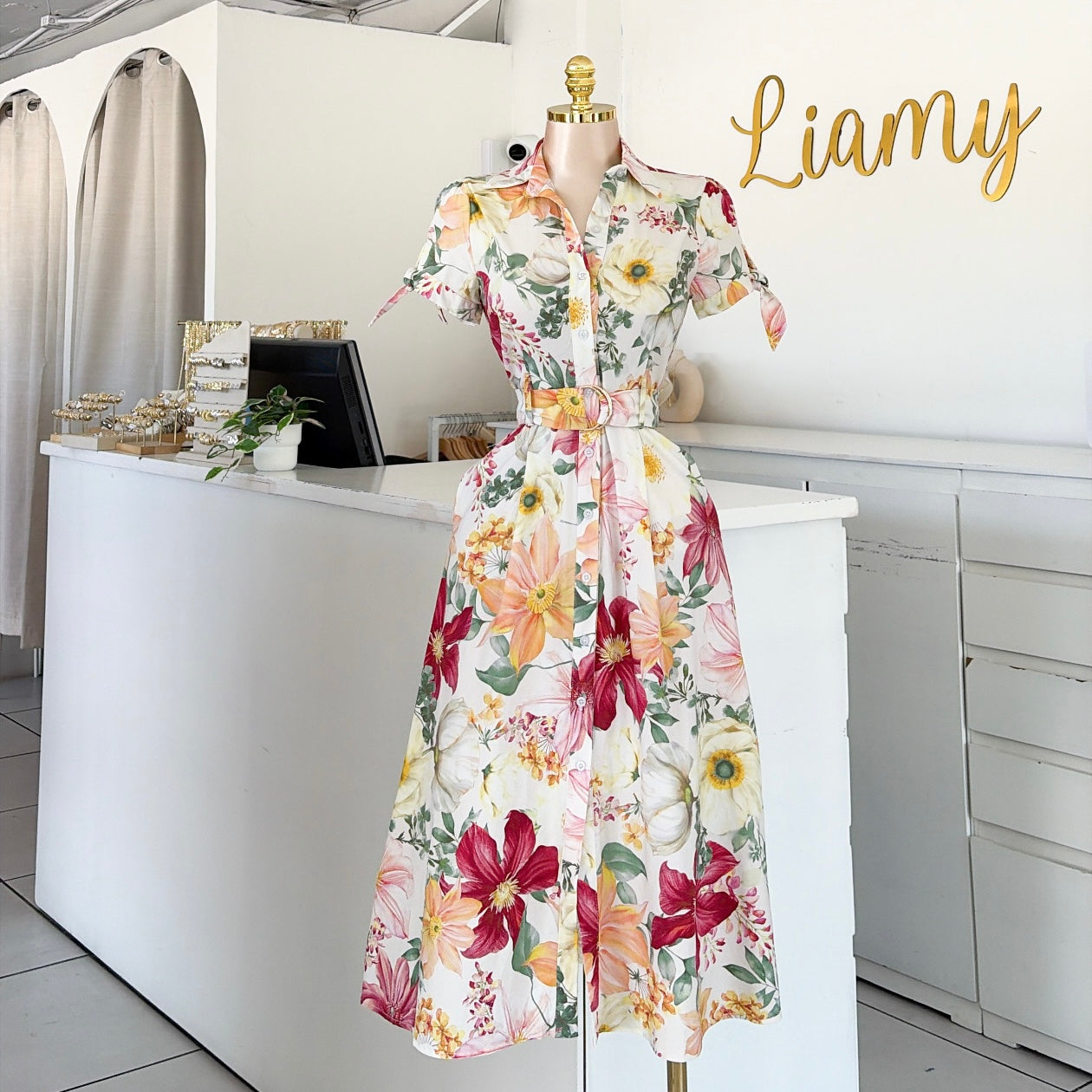 Vestido flores cinto