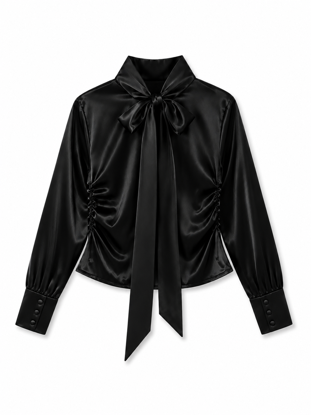 Blusa satén manga larga amarre