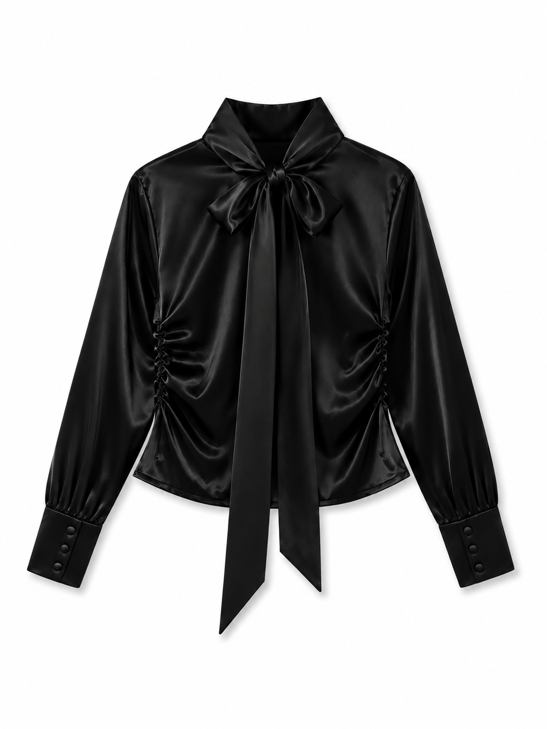 Blusa satén manga larga amarre