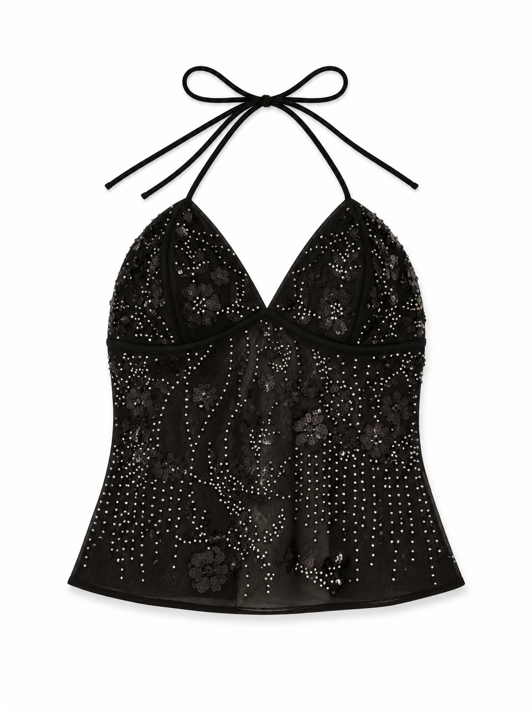 Blusa chaquiras mesh