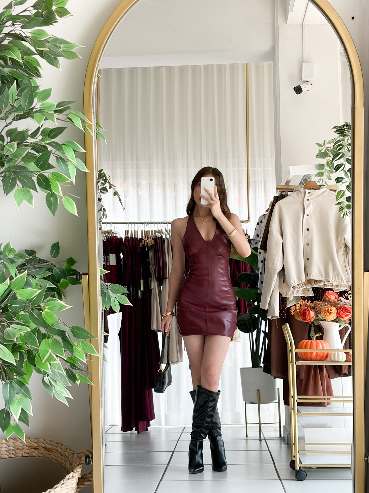 Vestido halter vinipiel