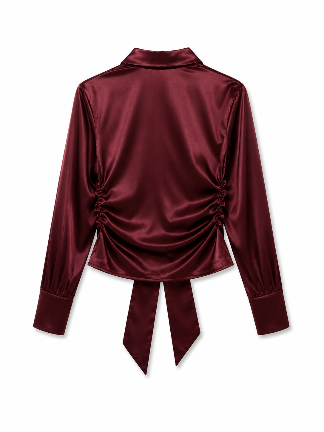 Blusa satén manga larga amarre