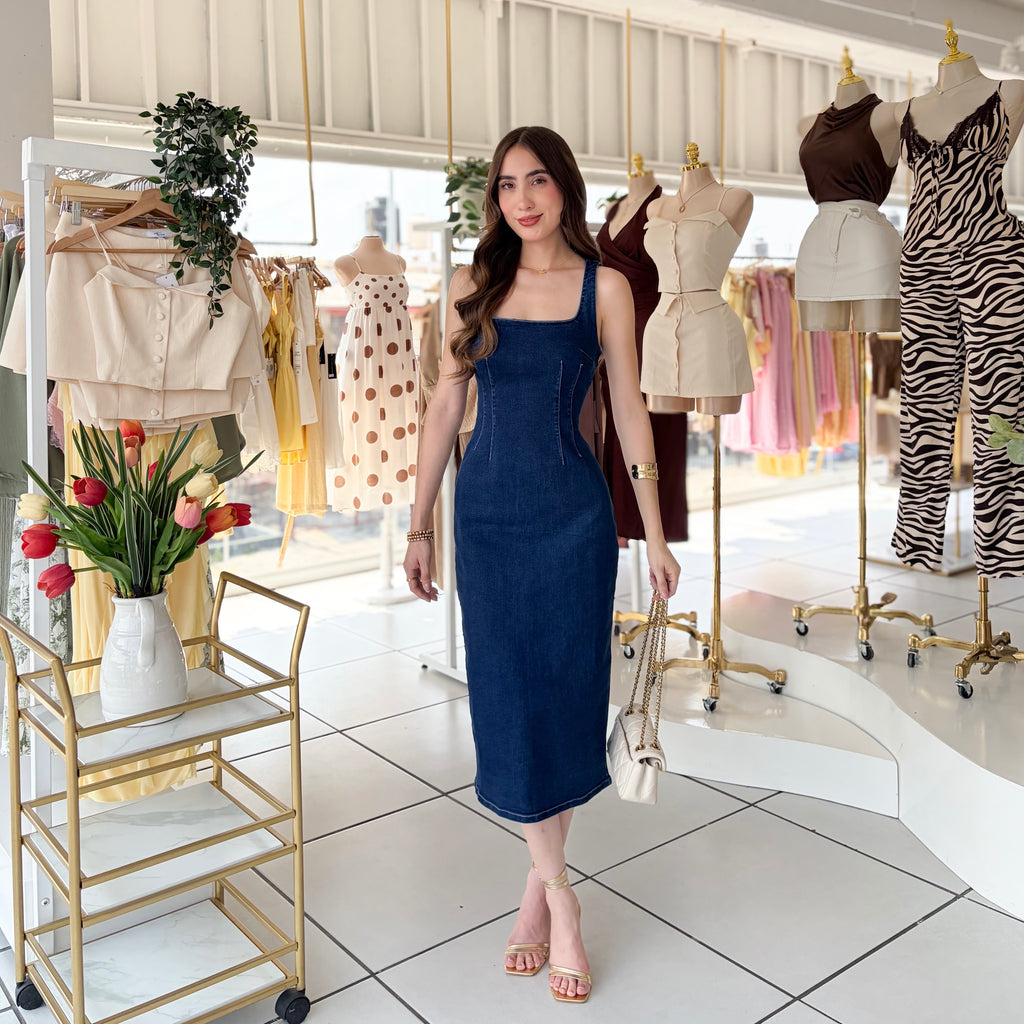Vestido midi mezclilla Cierre