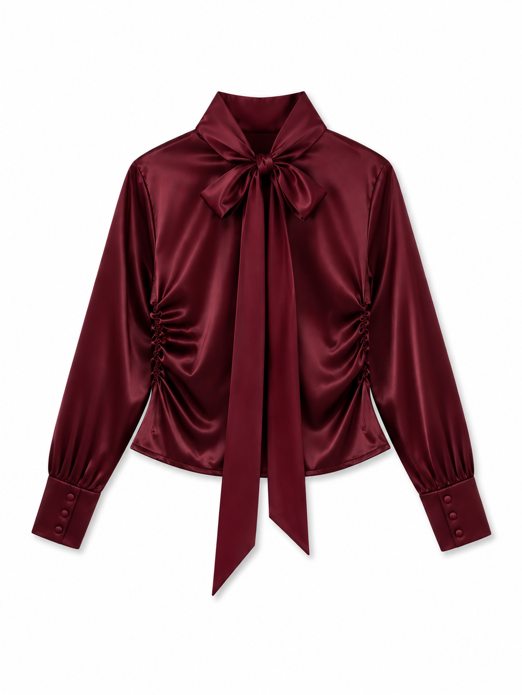 Blusa satén manga larga amarre