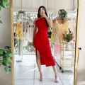 Vestido broche al hombro