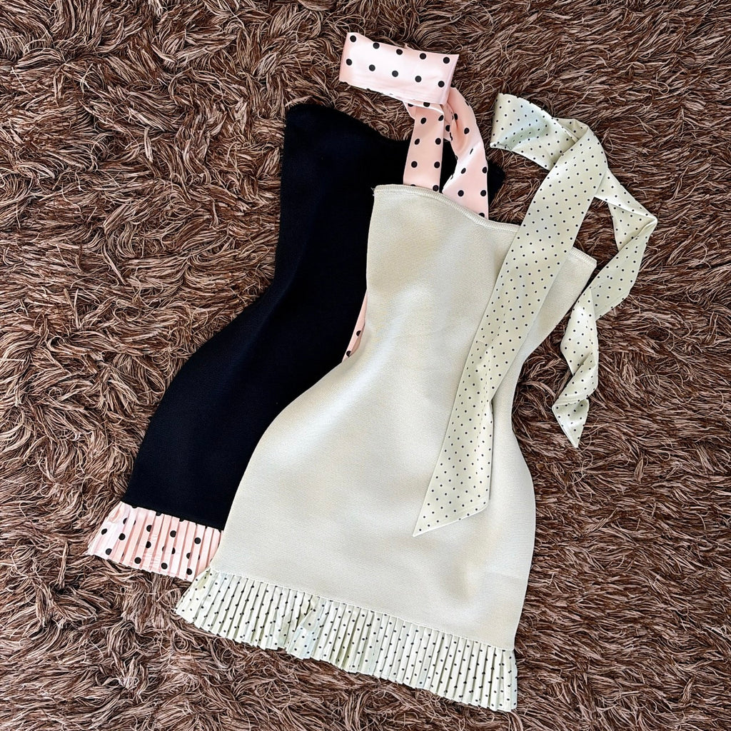 Vestido straple tira cuello