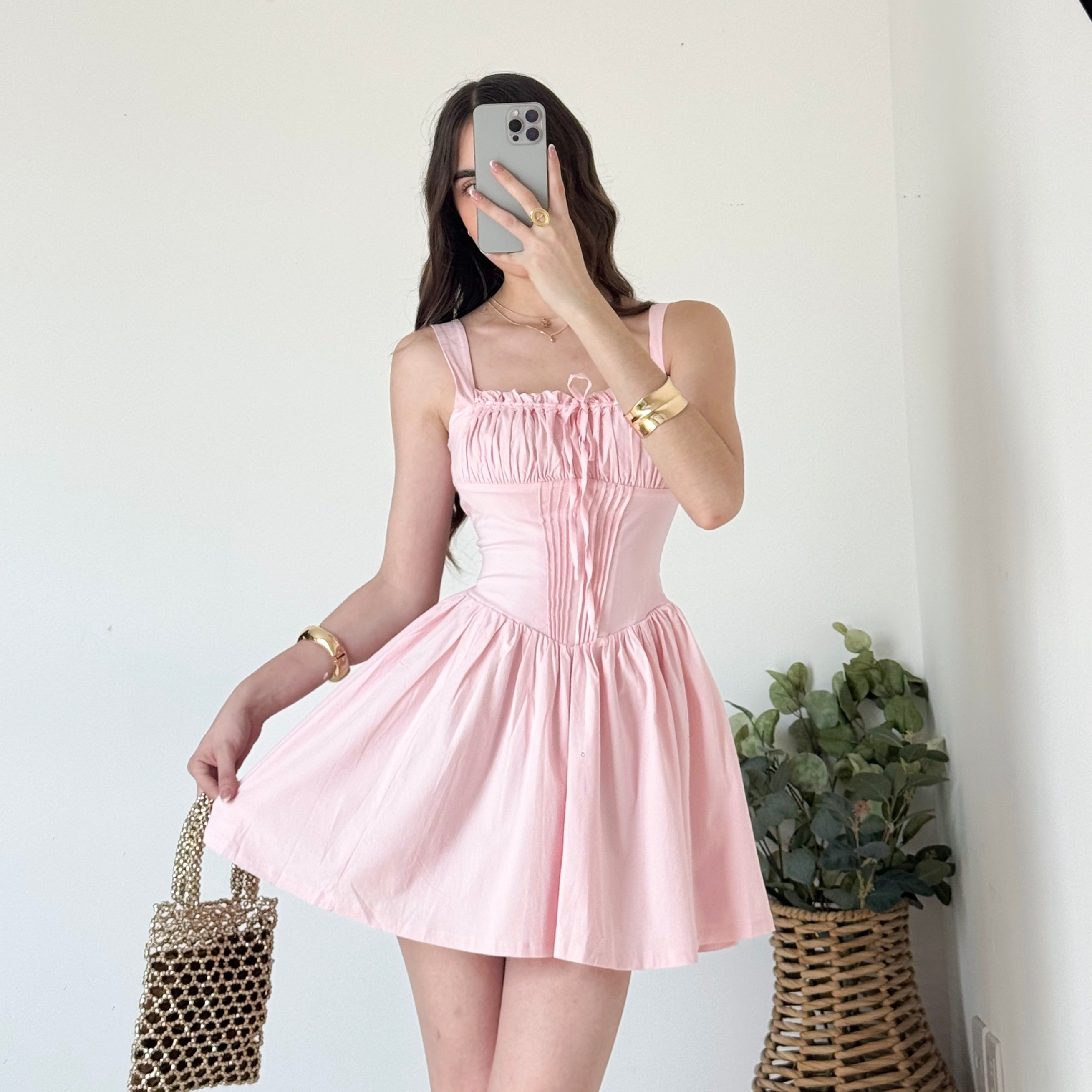 Vestido ampon pecho corrugado