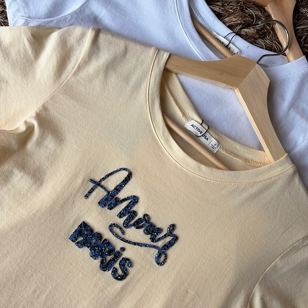 Blusa letras brillos