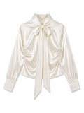 Blusa satén manga larga amarre